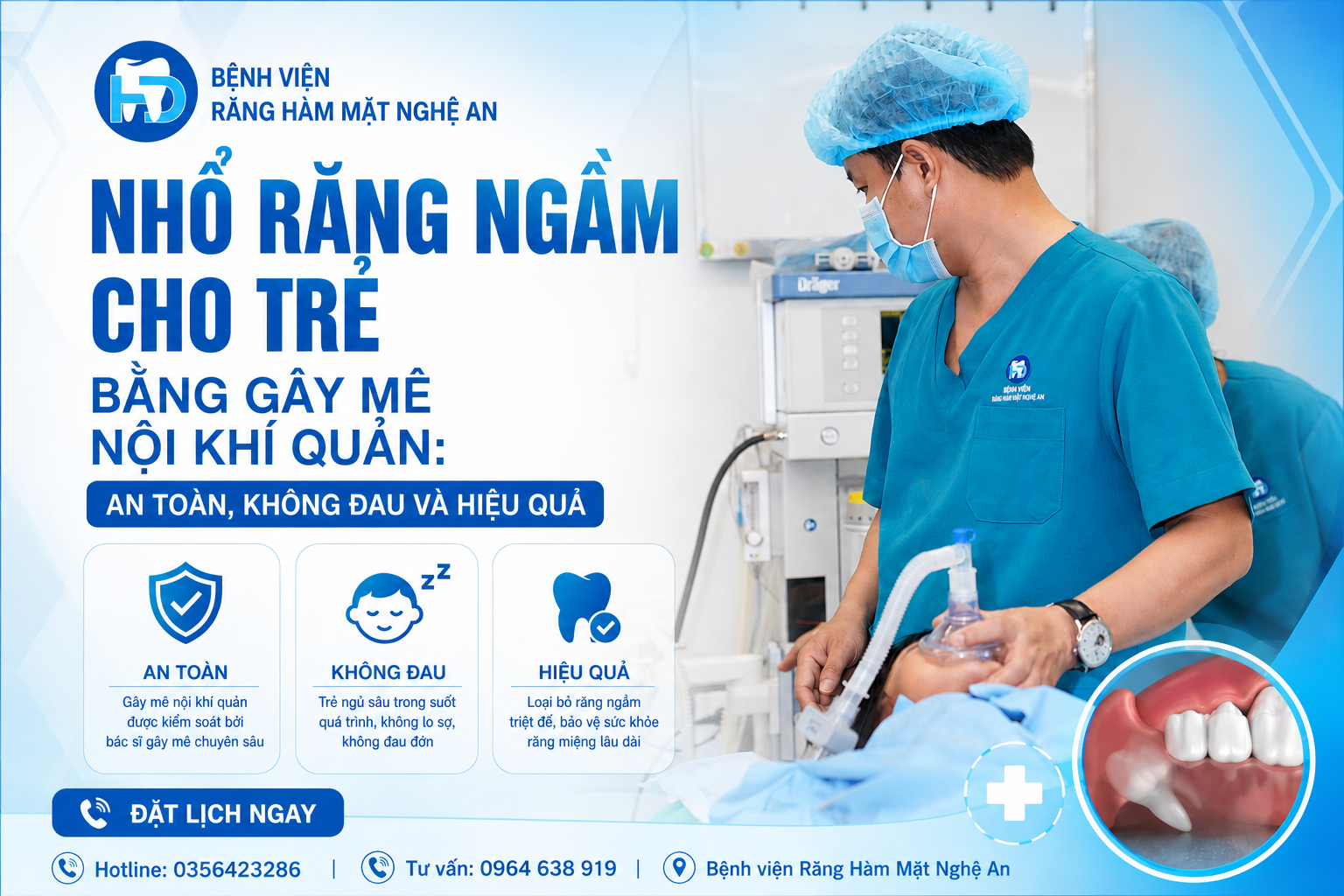 Nhổ Răng Ngầm Cho Trẻ Bằng Gây Mê Nội Khí Quản